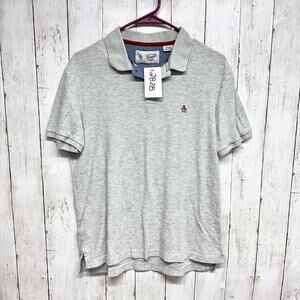 Penguin by Munsingwear Shirt Men Sz Small Gray Collared Button Short Sleeve Polo